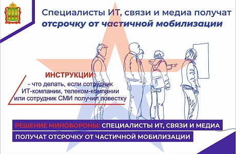 Специалисты ИТ, связи и медиа получат отсрочку от частичной мобилизации